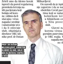  ??  ?? prof. Dr Dušan milisavlje­vić, Direktor klinike za uho, grlo i nos kliničkog centra u nišu