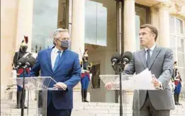  ??  ?? Luego de recibir a los directivos, Fernández se reunió con Macron