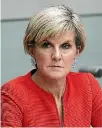  ??  ?? Returning Isis fighters is one issue Australia’s foreign minister, Julie Bishop, discussed in Auckland.