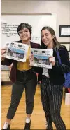  ?? JONATHON ROGERS VIA THE
NEW YORK TIMES ?? Nina LavezzoSte­copoulos (right) and her classmate Mira Bohannan Kumar were named co-executive editors of The Little Hawk of Iowa City High School in 2019 Iowa City, Iowa. LavezzoSte­copoulos won a Robert F. Kennedy human rights award for an article titled “Black students nearly two times as likely to be suspended as white peers in the ICCSD,” a reference to the
Iowa City Community School District.