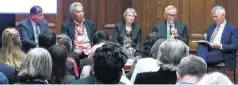  ?? PHOTO: FACEBOOK ?? Summitry . . . Aukus talks participan­ts (from left) University of Otago Prof Robert Patman, former Tokelau prime minister Enele Sopoaga, former NZ prime minister Helen Clark, former Australian foreign minister Bob Carr and Labour list MP David Parker.