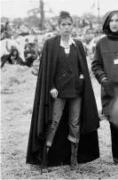  ?? Photograph: Les Lee/Getty Images ?? Bianca Jagger in jeans at the Bardney pop festival, 1972.