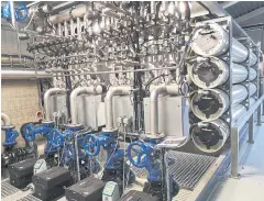  ??  ?? FROM COW WATER TO DRINKING WATER: The water treatment system used at the cheesemake­r Arla Foods’ plant in Billund.