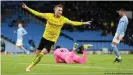  ??  ?? Marco Reus erzielt gegen Manchester City seinen 19. Champions-League-Treffer