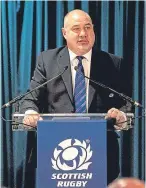  ?? Picture: PA. ?? Scottish Rugby Union chief executive Mark Dodson makes the announceme­nt.