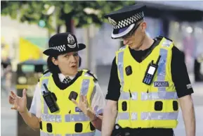  ?? PHOTOGRAPH: JANE BARLOW/PA ?? ▲ Police Scotland’s chief constable, Jo Farrell, in Glasgow on Friday with Insp Jonathan Watters