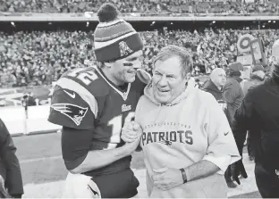  ?? CHARLES KRUPA, AP ?? Bill Belichick and Tom Brady are not only are the NFL's most successful coach and quarterbac­k duo, they've nearly lapped their closest competitio­n.