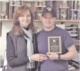  ??  ?? Josh Waddell accepts his Life Member award from SVRS President Geraldine Payne.