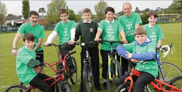  ??  ?? Enjoying St Kilian’s Bike to School Day were Adam Wesolowski, Terry Lawless, James Lowsley, Dave Berry, Christian Kealy, Noel Conway, Aaron Gray and Zach Fisher.