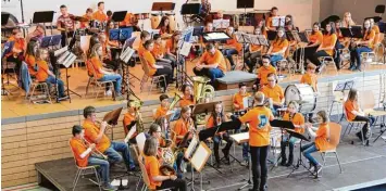  ?? Foto: Julia Bühler ?? Vororchest­er und Jukazinis trugen einen Großteil zum Erfolg des vor österliche­n Konzerts in Binswangen bei. Die Ensembles prä sentierten sich als ein harmonisch­es Ganzes und bereiteten den Zuhörern Freude.