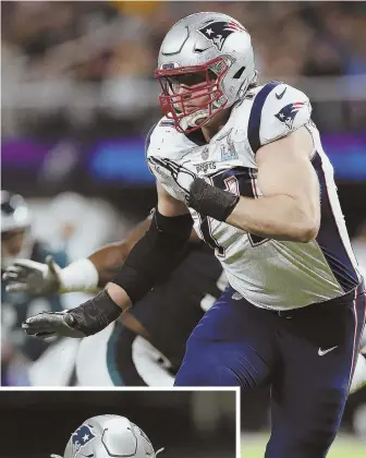  ?? AP PHOTO (ABOVE) STAFF PHOTO BY JOHN WILCOX (LEFT) ?? A POTENTIALL­Y BIG HOLE: With Nate Solder’s contract status for 2018 still unclear and potential successor Tony Garcia, left, still facing medical questions, the Pats may need to make alternate plans for Tom Brady’s blindside protector.