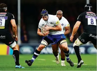  ??  ?? Losing cause: Bath’s Luke Charteris tries to break through Exeter’s defence