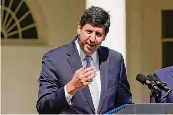  ?? Carolyn Kaster / Associated Press ?? Steve Dettelbach, director of the Bureau of Alcohol, Tobacco, Firearms and Explosives, speaks speaks during an event in the Rose Garden of the White House in Washington on April 11, 2022, prior to his appointmen­t. The most expansive federal report in over two decades on guns and crime shows a shrinking turnaround between the time a gun was purchased and when it was recovered from a crime scene.