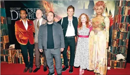  ?? AFP Fantastic Beasts: ?? (L-R) William Nadylam, David Yates, Dan Fogler, Eddie Redmayne, Victoria Yeates and Jessica Williams attend The Secrets of Dumbledore fan event.