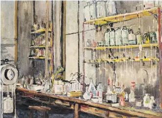  ??  ?? The Lab was painted by Canadian Frederick Banting, the man who discovered insulin. The work was finished in 1925, two years after he was awarded the Nobel Prize in Physiology or Medicine.