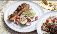  ?? (For The Washington Post/Scott Suchman) ?? Everything Salmon With Cucumber and Red Onion Salad