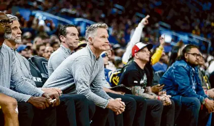  ?? Santiago Mejia/The Chronicle ?? Warriors coach Steve Kerr was fortunate to lead Golden State to four NBA championsh­ips, but he always used to say, “This isn’t the real NBA.” Kerr knew he would face a test. Now it’s here.