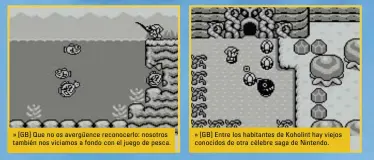  ??  ?? » [GB] Que no os avergüence reconocerl­o: nosotros también nos viciamos a fondo con el juego de pesca. » [GB] Entre los habitantes de Koholint hay viejos conocidos de otra célebre saga de Nintendo.