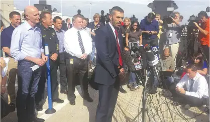  ?? — AP ?? FORT LAUDERDALE, Florida: George Piro, special agent in charge of the FBI’s Miami Division, speaks during a news conference at Fort Lauderdale-Hollywood Internatio­nal Airport Terminal on Saturday.