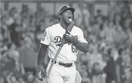  ?? JAYNE KAMIN-ONCEA/USA TODAY SPORTS ?? Yasiel Puig’s antics keep the Dodgers clubhouse loose, but sometimes he goes too far.