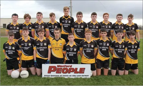  ??  ?? The Kilrush panel prior to Saturday’s loss in St. Patrick’s Park, Enniscorth­y.