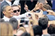  ?? David Zalubowski/ associated press ?? President Barack Obama campaigns on the campus of the University of Colorado in Boulder, Colo., on Sunday. He is expected to speak Thursday at his party’s convention.