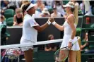  ?? Photograph: Toby Melville/Reuters ?? Naomi Osaka shakes hands with Boulter after winning their 2018 Wimbledon secondroun­d match 6-3, 6-4.