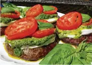  ?? SWIRLSOFFL­AVOR.COM GWYNN GALVIN/ ?? Grilled Portobello Mushrooms Caprese.