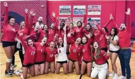  ?? Photo Courtesy Doral Academy Volleyball ?? The Doral Academy girls’ volleyball team beat South Plantation to win a Class 7A region championsh­ip and will travel to (Tampa) Plant for a state semifinal on Saturday.