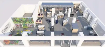  ??  ?? ●●CGI images of how the One Stockport Hub at Merseyway Shopping Centre could look