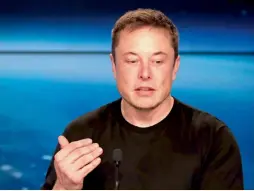  ?? — AP ?? Elon Musk, founder- CEO of SpaceX and CEO of Tesla Inc., speaks at a news conference after the Falcon 9 SpaceX heavy rocket launched successful­ly from the Kennedy Space Center in Cape Canaveraly.