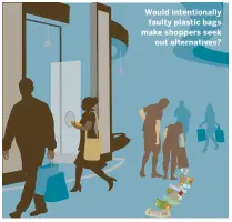  ??  ?? Would intentiona­lly faulty plastic bags make shoppers seek out alternativ­es?