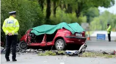  ??  ?? FATAL: The scene on the Clane to Kilcock road last week, where a young man lost his life. Photo: Gerry Mooney