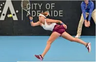  ?? AFP ?? STUNNING: Aryna Sabalenka hits a return against Simona Halep during their quarterfin­al match. —