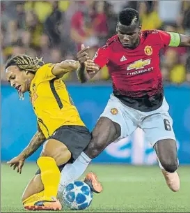 ?? FOTO: AP ?? Pogba, decisivo El jugador francés, en pugna con Kevin Mbabu, marcó la diferencia