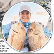  ?? Pictures: Nicor Sutherland, Gustavo Kurten ?? Right: Alexia Kurten with a sample of her snapper catch from Corio Bay’s inner harbour.