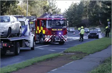  ??  ?? Emergency services deal with the incident on Sunday morning.