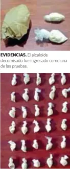  ??  ?? EVIDENCIAS. El alcaloide decomisado fue ingresado como una de las pruebas.