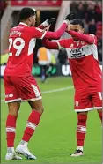  ?? ?? TEAMWORK: Chuba Akpom and Cameron Archer celebrate