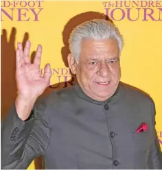  ?? — AFP photos ?? This file photograph shows Indian Bollywood actor Om Puri waving as he attends the UK Gala Screening of the film, The Hundred Foot Journey, in central London.