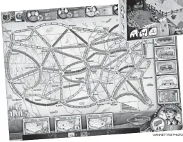  ?? GANNETT FILE PHOTO ?? Players jump “all aboard” in Ticket to
Ride, a turnbased board game about building railroads across the United States.