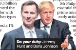  ??  ?? Do your duty: Jeremy Hunt and Boris Johnson
