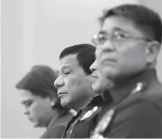  ?? PHILSTAR.COM FILE PHOTO ?? President Rodrigo Duterte appointed EASTMINCOM commanding officer Lt. Gen. Rey Leonardo Guerrero (foreground) as the next chief of staff of the Armed Forces of the Philippine­s.