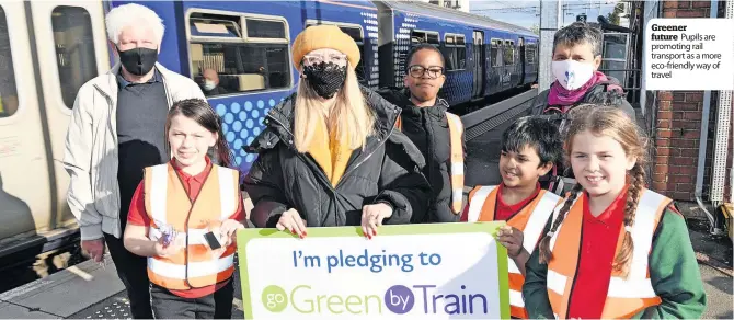  ?? ?? Greener future Pupils are promoting rail transport as a more eco-friendly way of travel