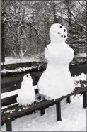  ?? LEFT: Photo by Michelle Cooper Galvin ?? Mrs Snow Women and her little one taking a break form the wind at the Demesne, Killarney on Friday.