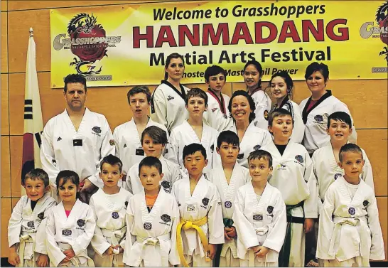  ?? SUBMITTED PHOTO ?? Beginning from the back row, from left, Victory Taekwondo members Sherry Kozlowski, Samuel Swinamer, Olivia Mckenzie, Madison Swinamer, Angel Kozlowski, Doug Doubleday, Dahlen Doubleday, Logan Doubleday, Shannon Doubleday, Garner Doubleday, Dawson...