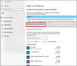  ??  ?? Die Beschränku­ng von Windows 10 S, das ausschließ­lich Store-apps akzeptiert, können Sie auch in den „Einstellun­gen“eines normalen Windows 10 im Bereich „Apps“konfigurie­ren.