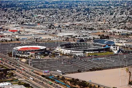  ?? Scott Strazzante/The Chronicle ?? Community groups are putting together a wish list of their demands as redevelopm­ent of the Oakland Coliseum, the current home of the A’s, starts to move forward.