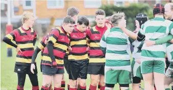  ??  ?? Sunderland U14s prepare for a scrum in their clash with Billingham