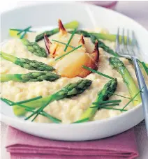  ??  ?? Chef Roux gives good old scrambled eggs a facelift by adding crab and asparagus tips.